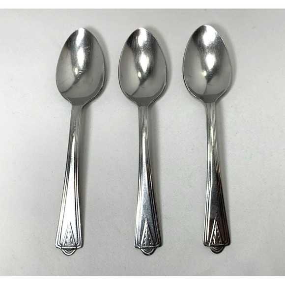 Unbranded Other - Stainless Flatware USA 3 Piece Spoon Set‎ Art Deco MCM Vintage '60s "DS"